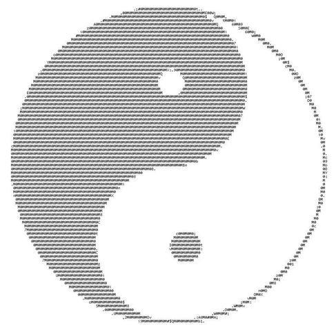 Yin and yang symbol from Chinese philosophy constructed from ASCII characters.