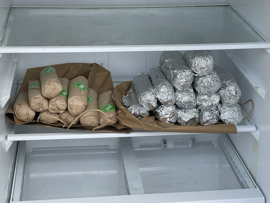 The same sandwiches place in the free fridge. They take up a whole shelf even stacked up on each other.