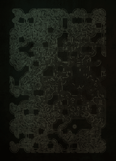 A random grid composition with Truchet tiles. With an antique treatment.