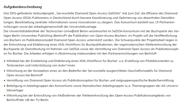 Screenshot mit Ausschnitt aus dem Ausschreibungstext