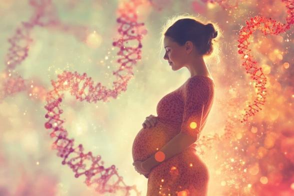 This shows a pregnant woman and DNA.