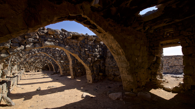 a photo of the stone arches inside