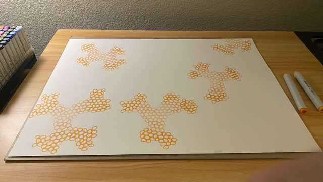 Another tesselation of blob like shapes using shades of orange