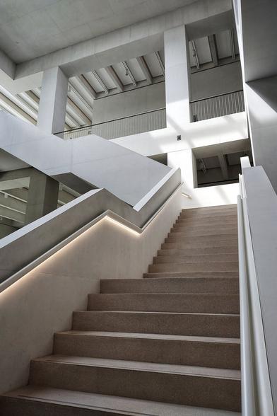 Color photo of the staircase at the Museum of Modern Art in Warsaw.