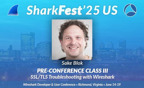 This hands-on session will deepen your understanding of TLS protocols, certificate authorities, and encrypted traffic analysis, equipping you to diagnose complex network issues effectively. 

Secure your spot today and elevate your network analysis skills.​
Sake Blog pre-conference class at SharkFest'25 US!