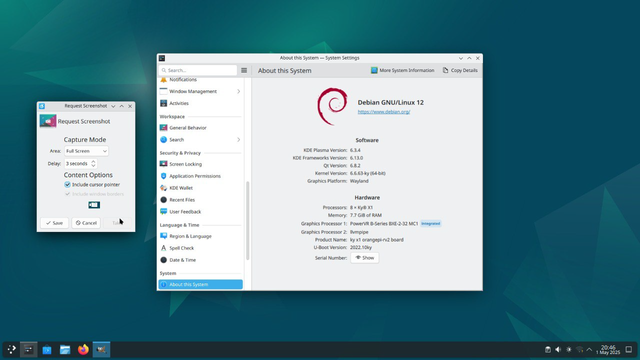 KDE Plasma on Orange Pi RV2 screenshot