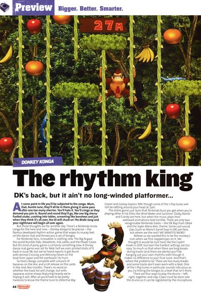 preview for Donkey Konga on GameCube.
Taken from Nintendo Official Magazine 137 - February 2004 (UK)