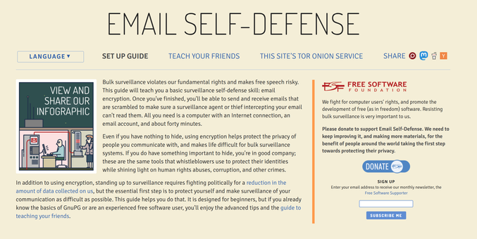 e-mail self-defense main page screenshot