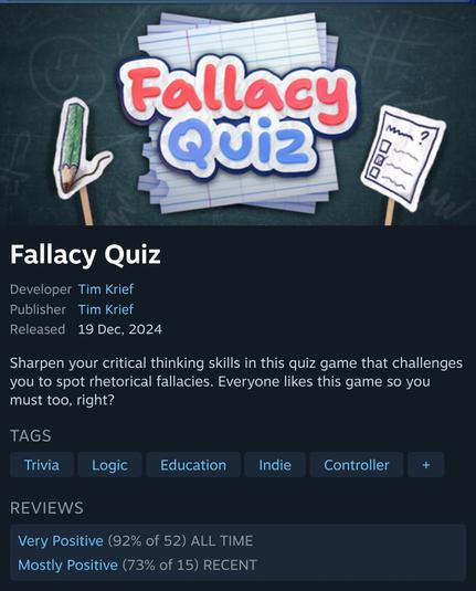 Fallacy quiz steam page