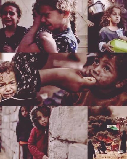 Several images of suffering Palestinian children.