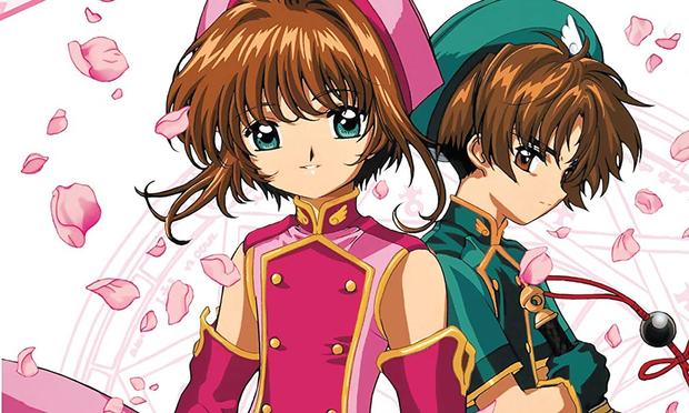 Art of Sakura Kinomoto (left), a magical girl, and her foe-turned-ally Shaoran Li (right) from Cardcaptor Sakura.