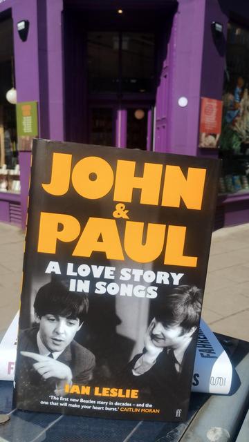 John and Paul, a Love Story in Songs, outside the Edinburgh Bookshop
