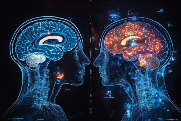 This shows two heads and brains.