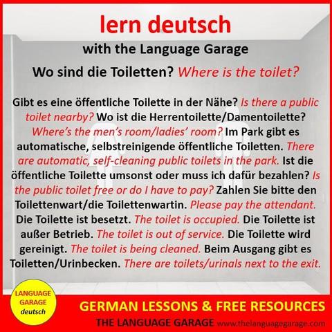 German vocabulary for public bathrooms, image of restroom signs
