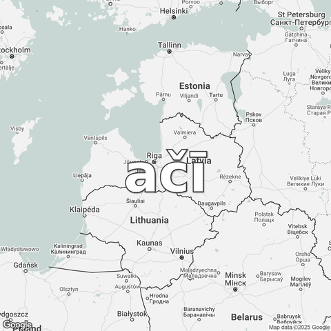 Map of Latvia overlaid with "ačī".
