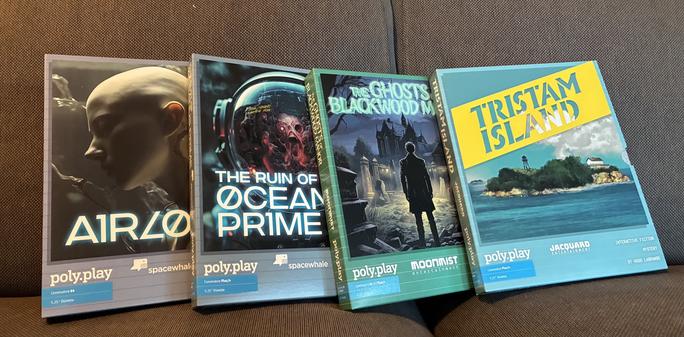 Four polyplay interactive fiction games: airlock, the ruin of oceanus prime, the ghosts of blackwood manor, tristam island