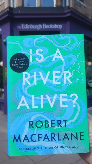 Is a River Alive? outside the Edinburgh Bookshop