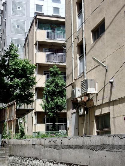 An old Japanese apartment built years ago is showing signs of age