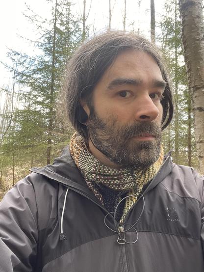 Me wearing the binaural mics in Finnish forest. They dont really look like much with the windshields.