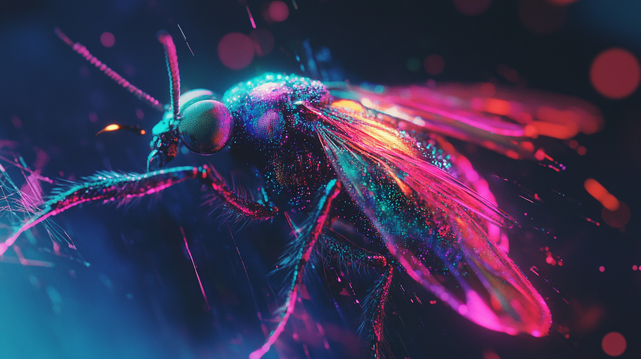 Essaim Néon.
Macro futuriste d’un insecte aux reflets fluorescents dans un univers cybernétique.
Futuristic macro of a glowing insect in a cybernetic universe.