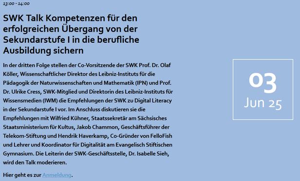 Ausschnitt  der Website der SWK mit Infos zum oben verlinkten Talk