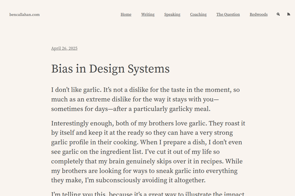 Screenshot of Bias in Design Systems