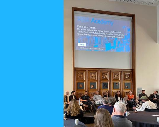 Podiumsdiskussion auf dem "AI in Practice Summit" Anfang Mai 2025 im RIBA in London (Foto: Eric Sturm)