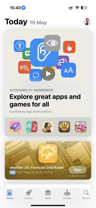 A screenshot of the App Store showing the “Great Apps and games for all” featuring, which lists Study Snacks, Letter Rooms, The Art of Fauna, Ancient Board Game Collection and Unpacking