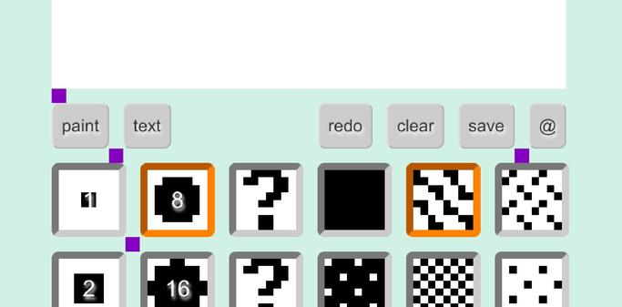 a closeup screengrab of a drawing app with little purple squares all the same size in the spaces between UI elements