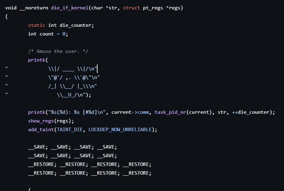 Some silliness in linux/arch/sparc/kernel/traps_32.c