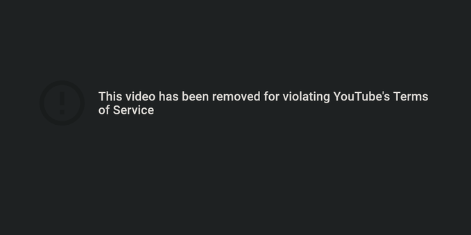 This video has been removed for violating YouTube's Terms
of Service