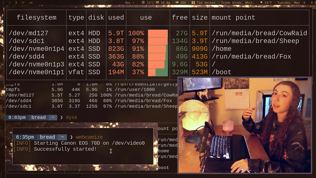 Youtube video showing dysk, webcamize and xephyr among others