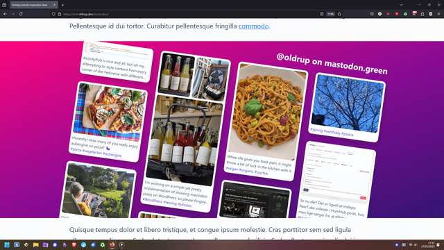 Sample of my personal feed on mastodon.green