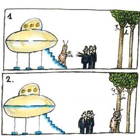 Alien hugs Trees, not human