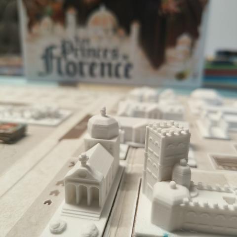 Impression 3D de bâtiments pour le jeu Les Princes de Florence