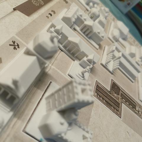 Impression 3D de bâtiments pour le jeu Les Princes de Florence