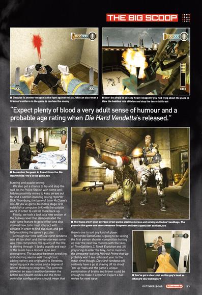 Feature for Die Hard Vendetta on GameCube from Nintendo Official Magazine 121 - October 2002 (UK)