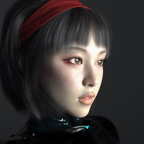 rendered image of asian female head looking to the right