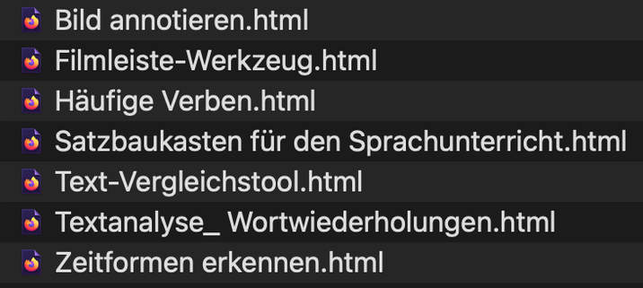 HTML-Werkzeuge für verschiedene Übungen zu Sprachen