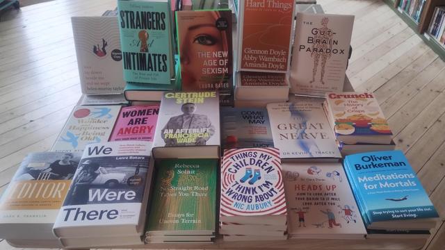 a selection of new releases on the front table of the Edinburgh Bookshop