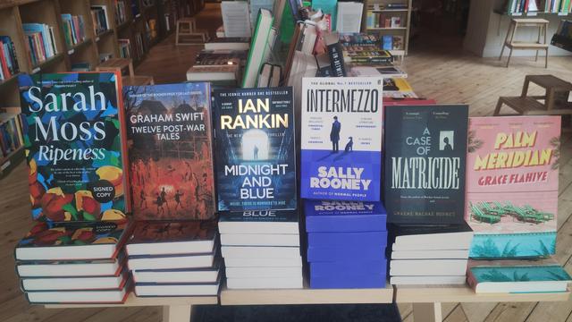 a selection of new releases on the front table of the Edinburgh Bookshop