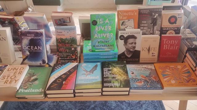 a selection of new releases on the front table of the Edinburgh Bookshop