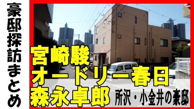 宮崎駿（となりのトトロ、もののけ姫）・オードリー春日俊彰（若林正恭の相方）・森永卓郎（経済アナリスト）・森永康平（戦うアナリスト）・中沢啓治（はだしのゲン作者）・スタジオジブリ（アニメ制作会社）の豪邸