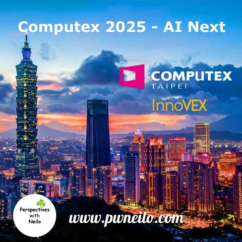 Picture shows Taipei cityscape with Taipei 101. On the right in the foreground are the Computex and InnoVEX logos.
Listen to our latest podcast at www.pwneilo.com or by searching for Perspectives with Neilo wherever you get your podcasts!