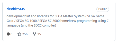 Screenshot from the GitHub devkitSMS repository that shows its now 256 stars