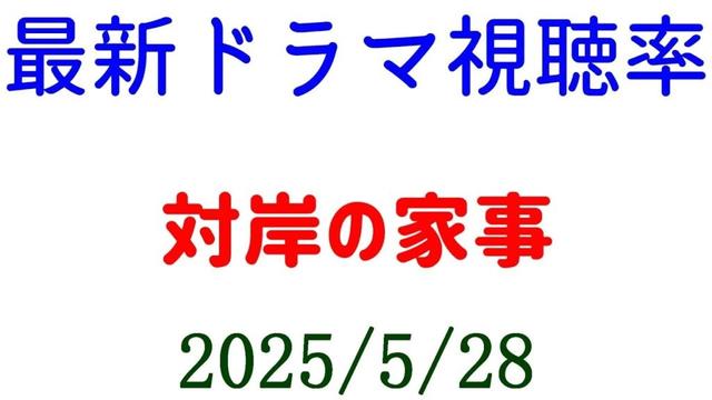 対岸の家事☆視聴率速報☆2025年5月28日付