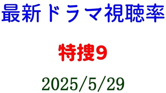 特捜９☆視聴率速報☆2025年5月29日付