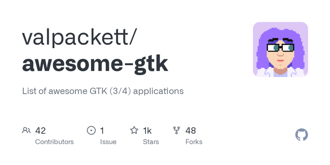 List of awesome GTK (3/4) applications. Contribute to valpackett/awesome-gtk development by creating an account on GitHub.