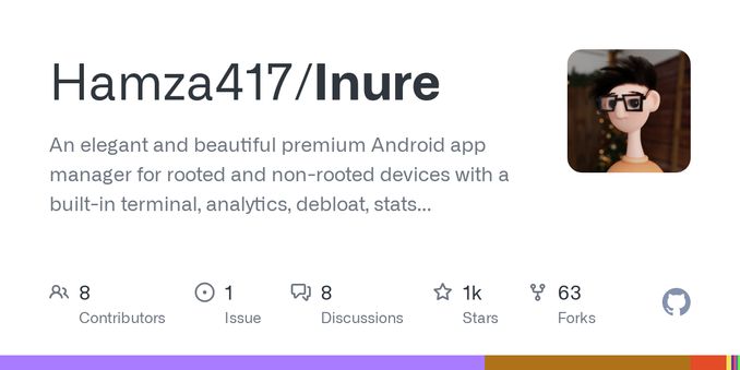 An elegant and beautiful premium Android app manager for rooted and non-rooted devices with a built-in terminal, analytics, debloat, stats and various other features with an custom theme engine, de...