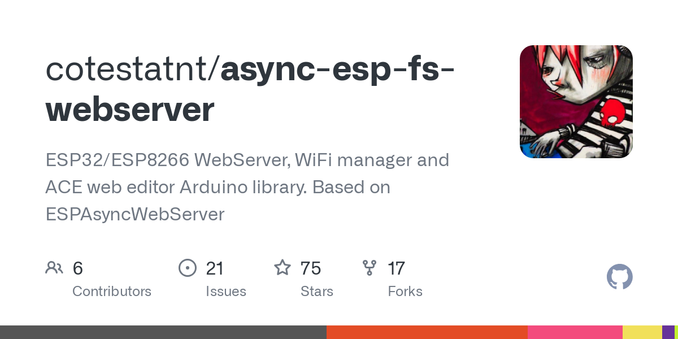 ESP32/ESP8266 WebServer, WiFi manager and ACE web editor Arduino library. Based on ESPAsyncWebServer - cotestatnt/async-esp-fs-webserver